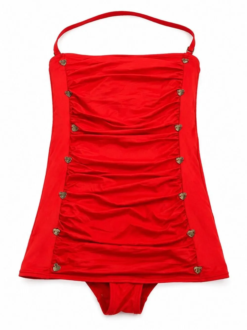 Juicy Couture Vintage Red One Piece Gold Heart Charms Swimsuit Size Small
